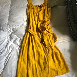 mustard wrap dress